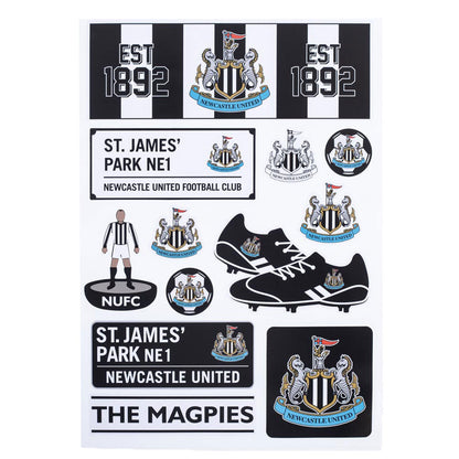 White-Black - Front - Newcastle United FC Assorted Designs A4 Stickers Set (Pack of 12)
