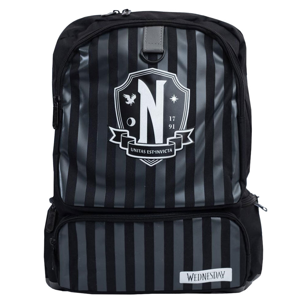 Black-Silver-White - Front - Wednesday Nevermore Premium Backpack
