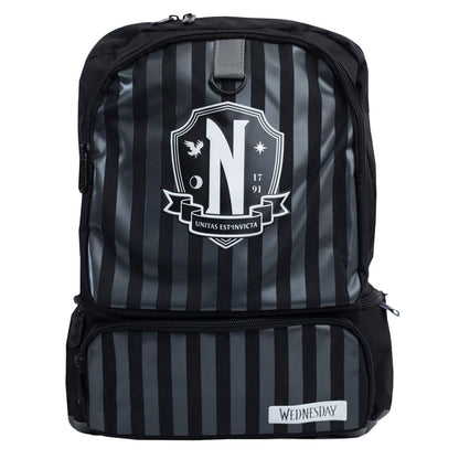 Black-Silver-White - Front - Wednesday Nevermore Premium Backpack