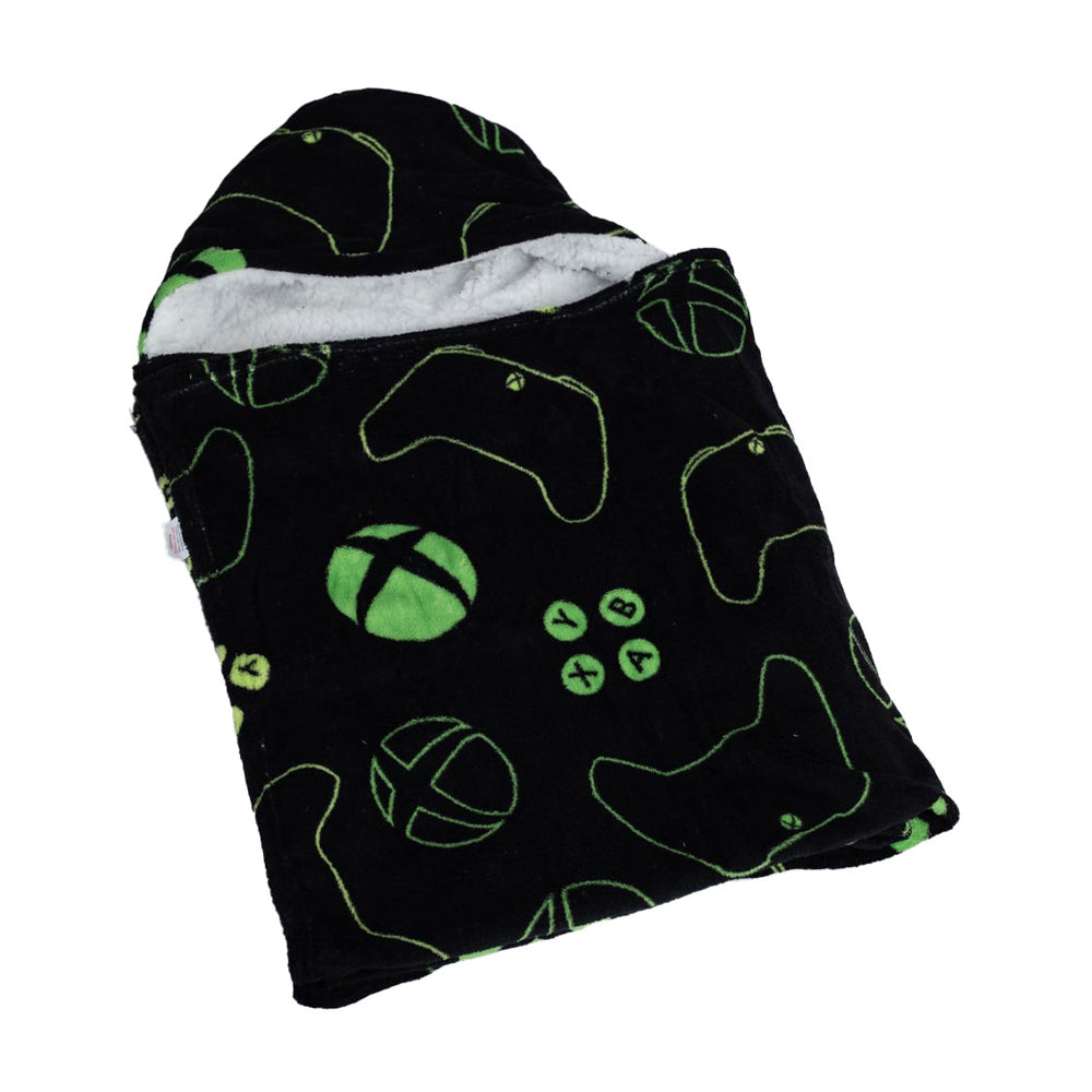 Green-Black - Back - Xbox Childrens-Kids Hoodie Blanket