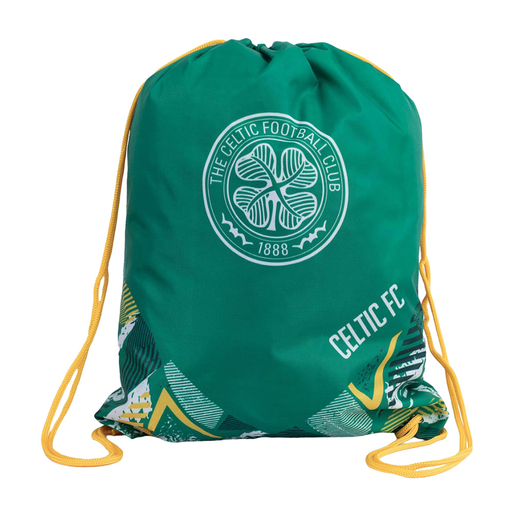 Green-Yellow-White - Front - Celtic FC Vector Drawstring Bag