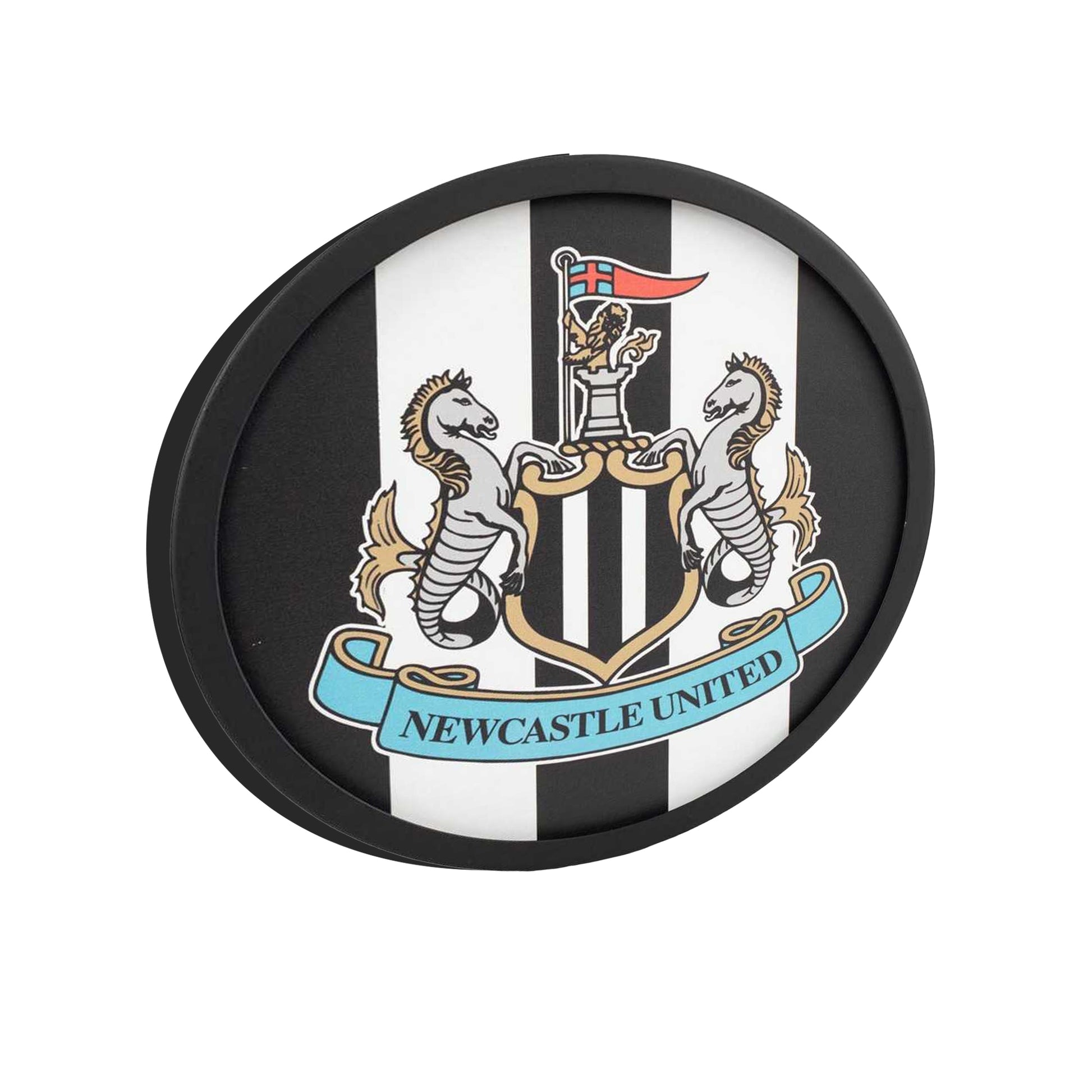 White-Black-Grey - Side - Newcastle United FC Metal Crest Sign