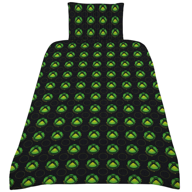 Black-Green - Back - Xbox Logo Duvet Cover Set