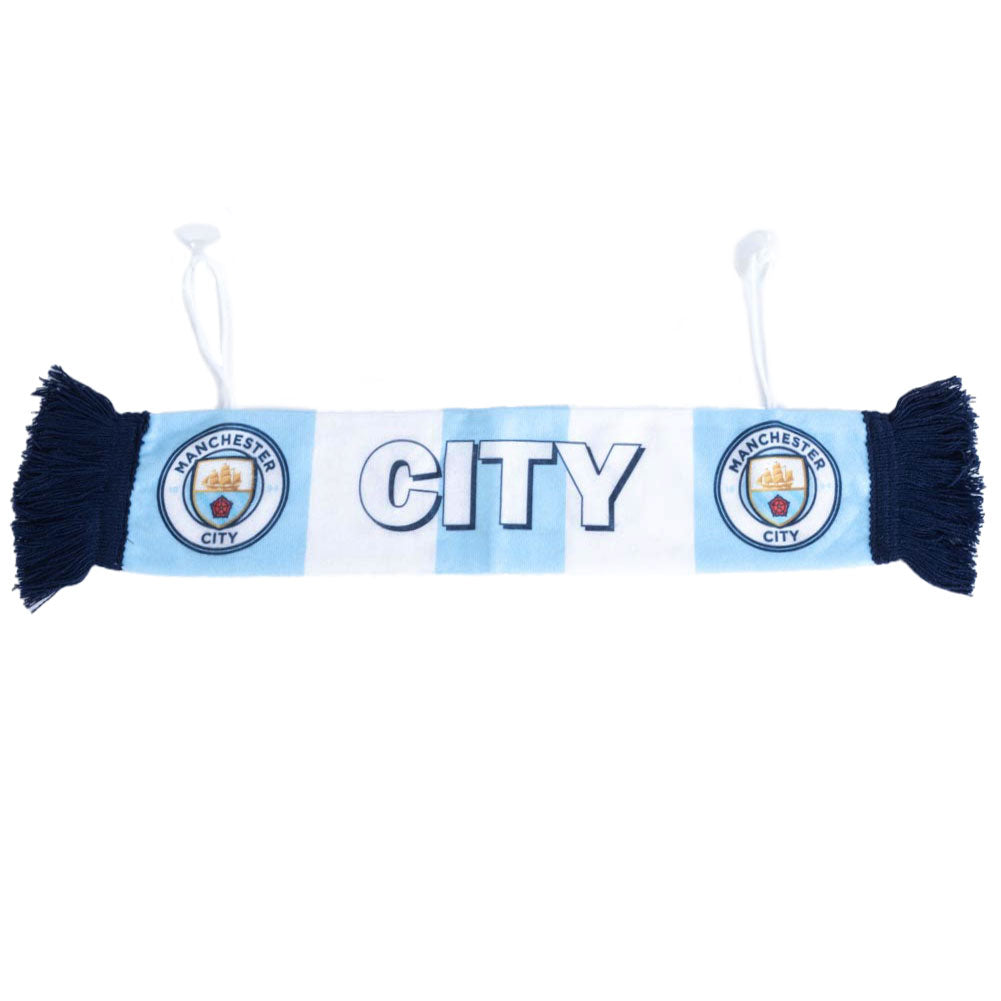 Sky Blue-Navy-White - Front - Manchester City FC Mini Car Bar Scarf
