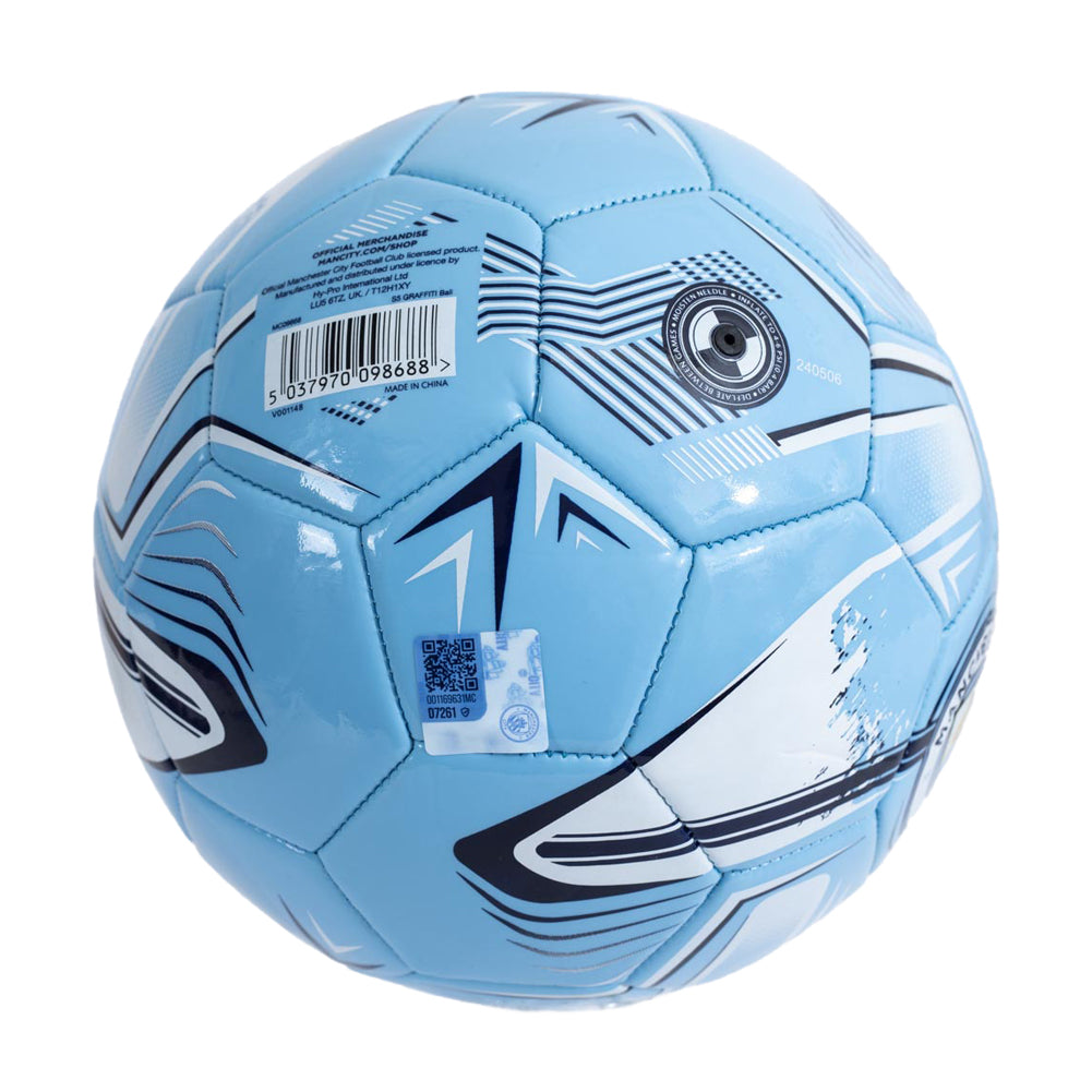 Sky Blue-Navy-Turquoise - Back - Manchester City FC Turbine Print Training Ball