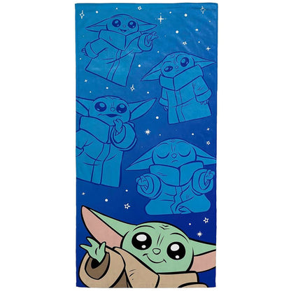 Royal Blue-Green-Brown - Front - Star Wars: The Mandalorian Grogu Baby Yoda Beach Towel