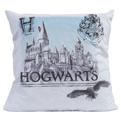 White-Black - Front - Harry Potter Hogwarts Velvet Feel Cushion