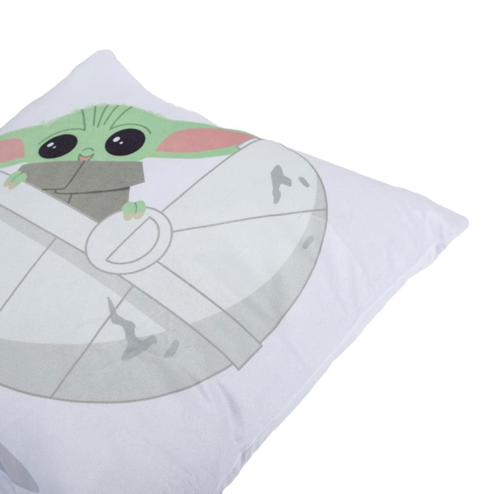 White - Side - Star Wars The Mandalorian Velvet Feel Grogu Cushion