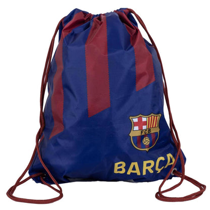 Burgundy-Blue-Gold - Front - FC Barcelona Stripe Drawstring Bag