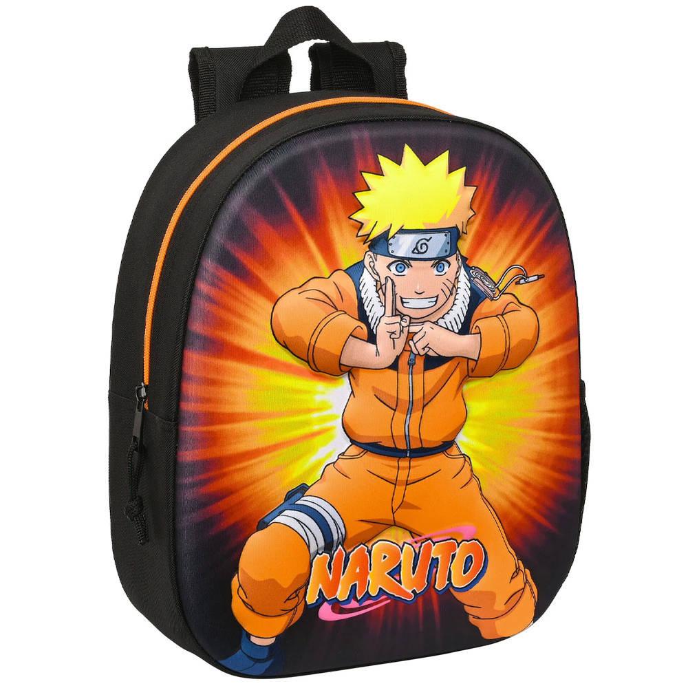 Black-Orange - Front - Naruto Logo Polyester Backpack