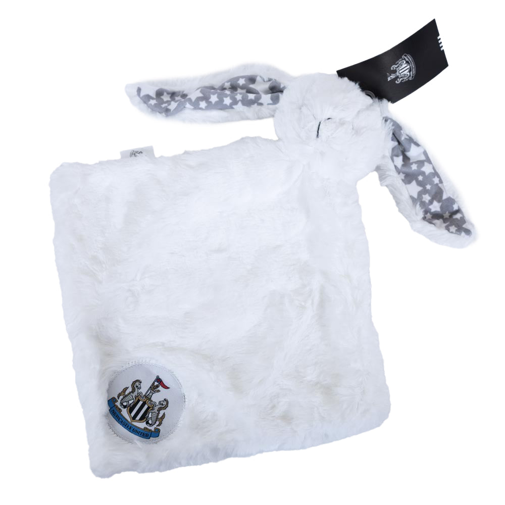 White-Grey - Back - Newcastle United FC Plush Rabbit Baby Blanket