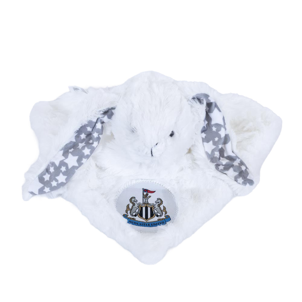 White-Grey - Front - Newcastle United FC Plush Rabbit Baby Blanket