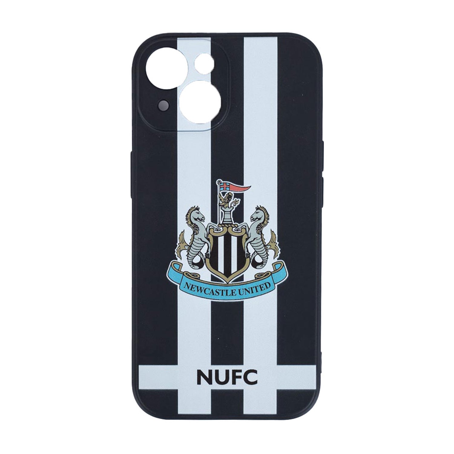 Black-White - Back - Newcastle United FC iPhone 15 Compatible Silicone Striped Phone Case