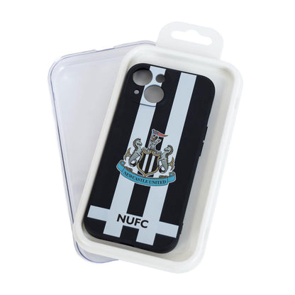 Black-White - Side - Newcastle United FC iPhone 15 Compatible Silicone Striped Phone Case