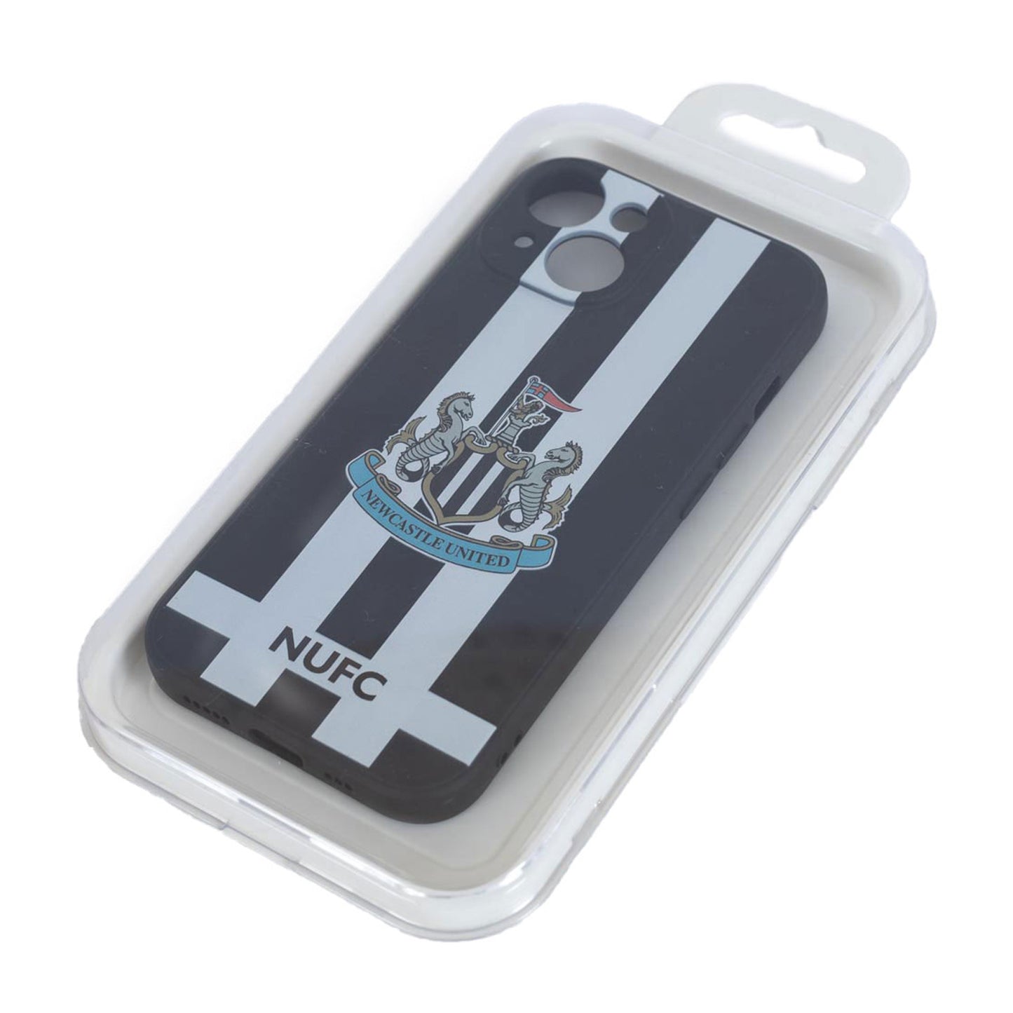 Black-White - Lifestyle - Newcastle United FC iPhone 15 Compatible Silicone Striped Phone Case