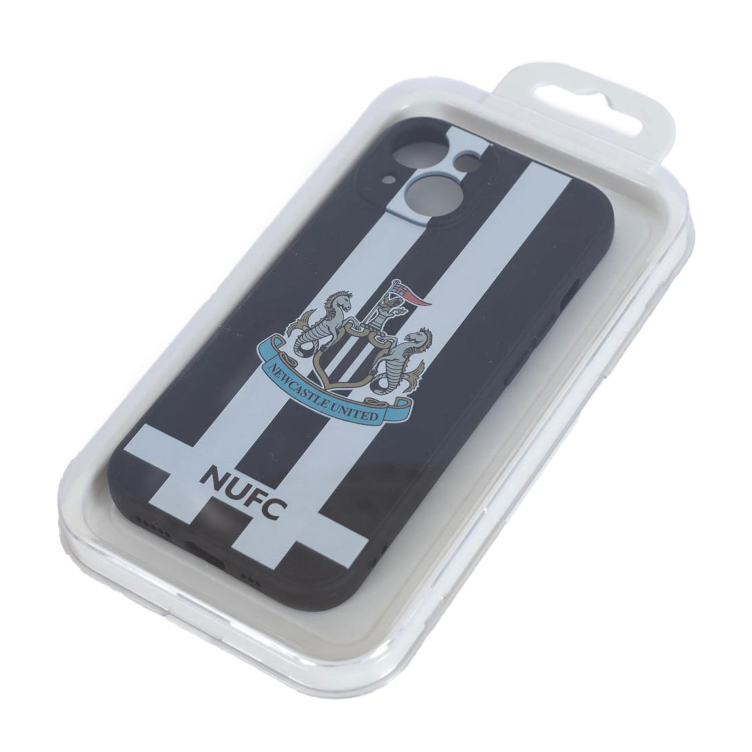 Black-White - Lifestyle - Newcastle United FC iPhone 15 Compatible Silicone Striped Phone Case