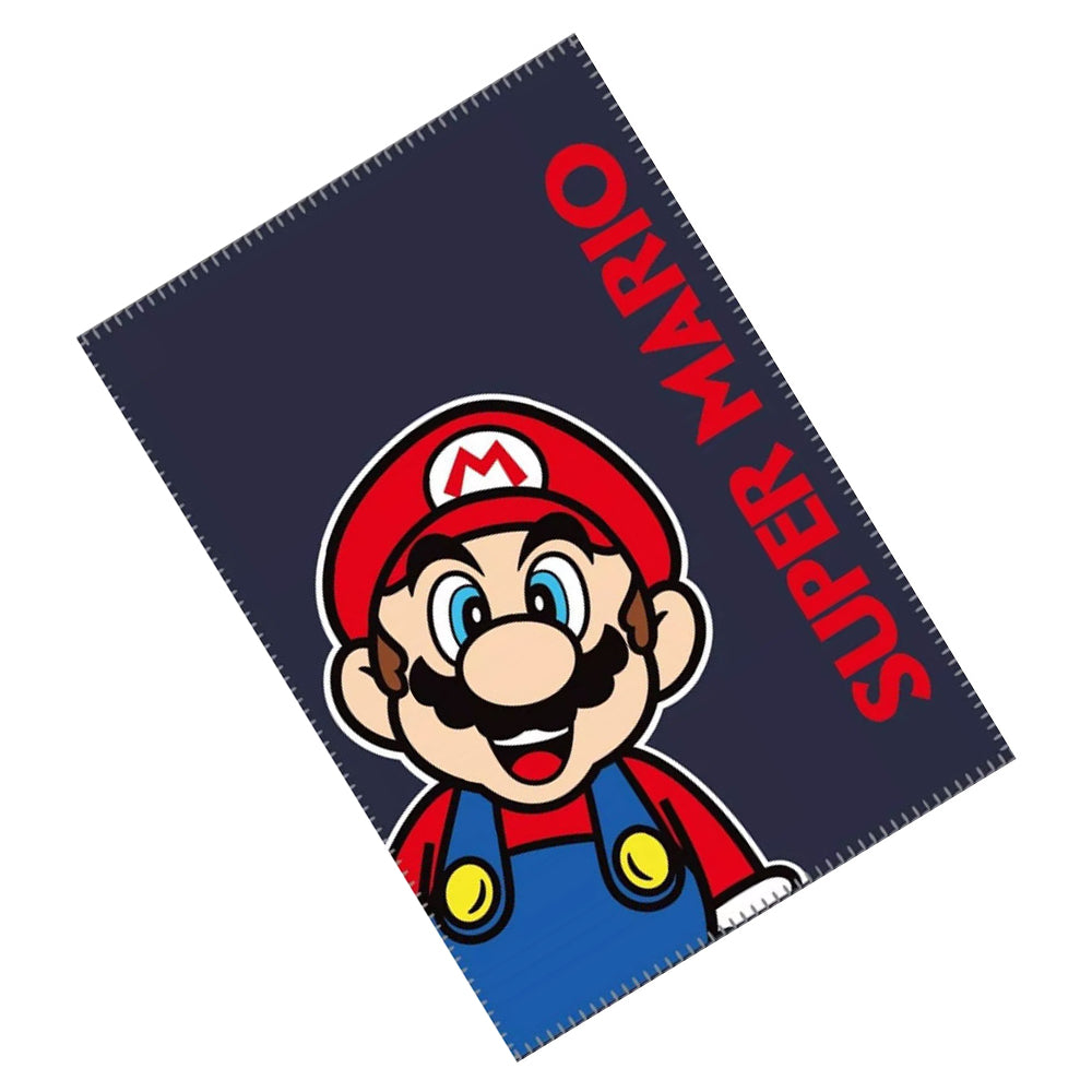Navy Blue-Red - Back - Super Mario Fleece Blanket