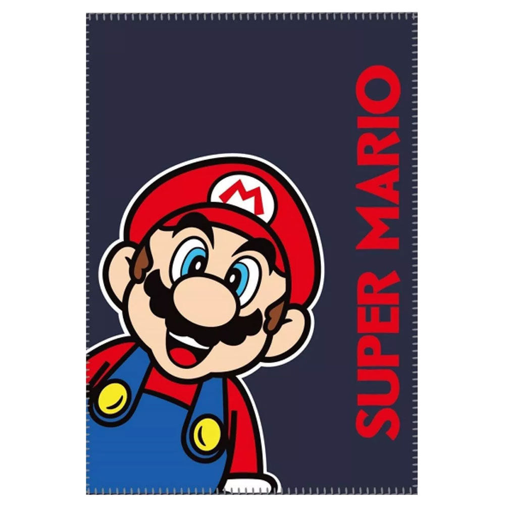 Navy Blue-Red - Front - Super Mario Fleece Blanket