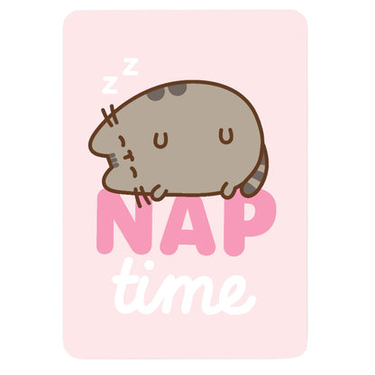 Baby Pink-White-Brown - Front - Pusheen Nap Time Premium Fleece Blanket