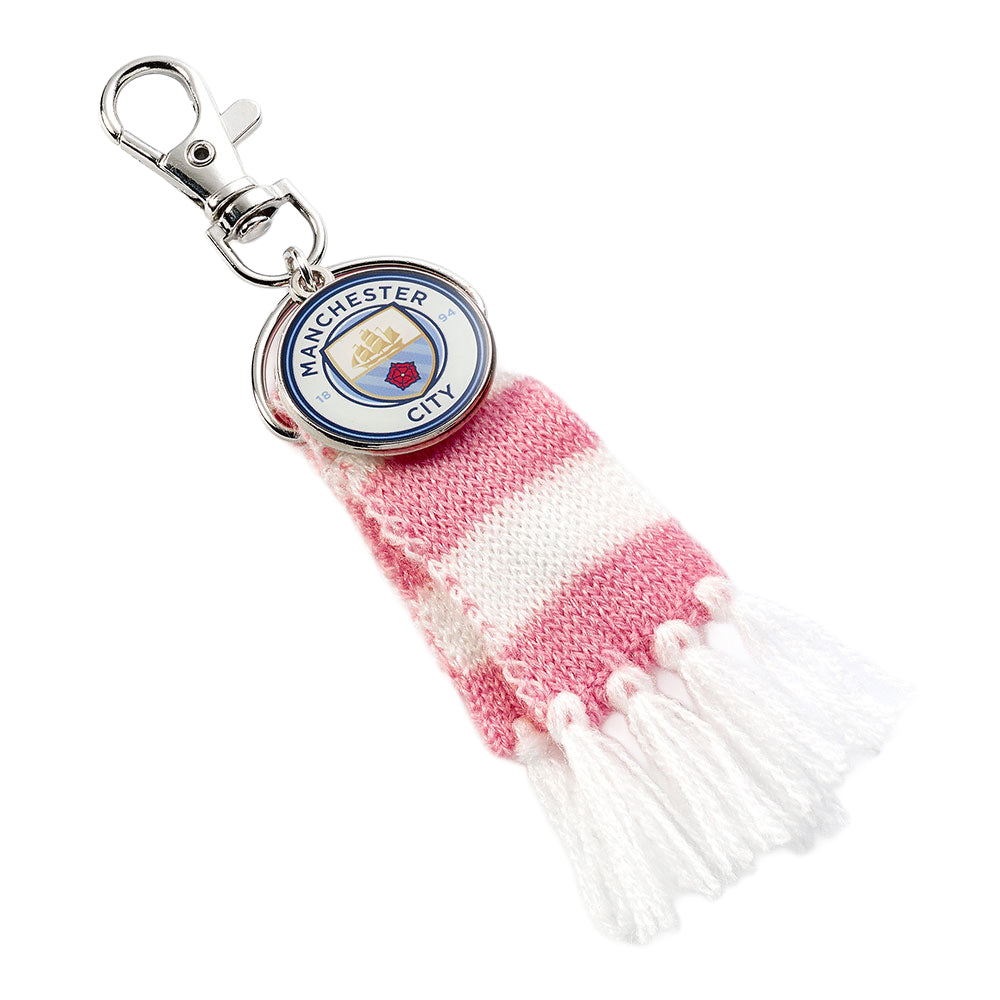 Pink-White-Blue - Front - Manchester City FC Scarf Bag Charm