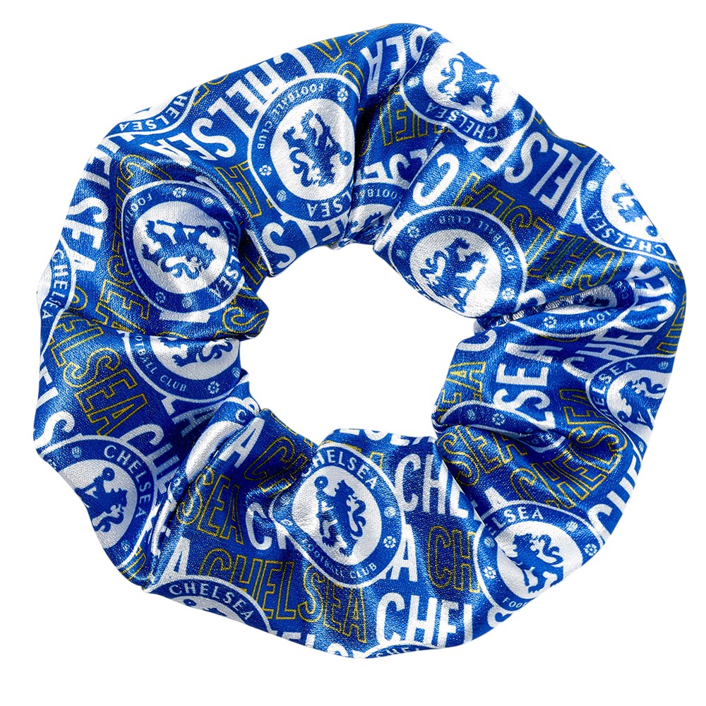 Blue-White-Yellow - Front - Chelsea FC All-Over Print Scrunchie