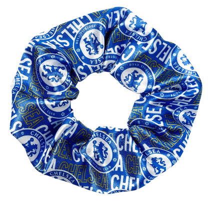 Blue-White-Yellow - Front - Chelsea FC All-Over Print Scrunchie