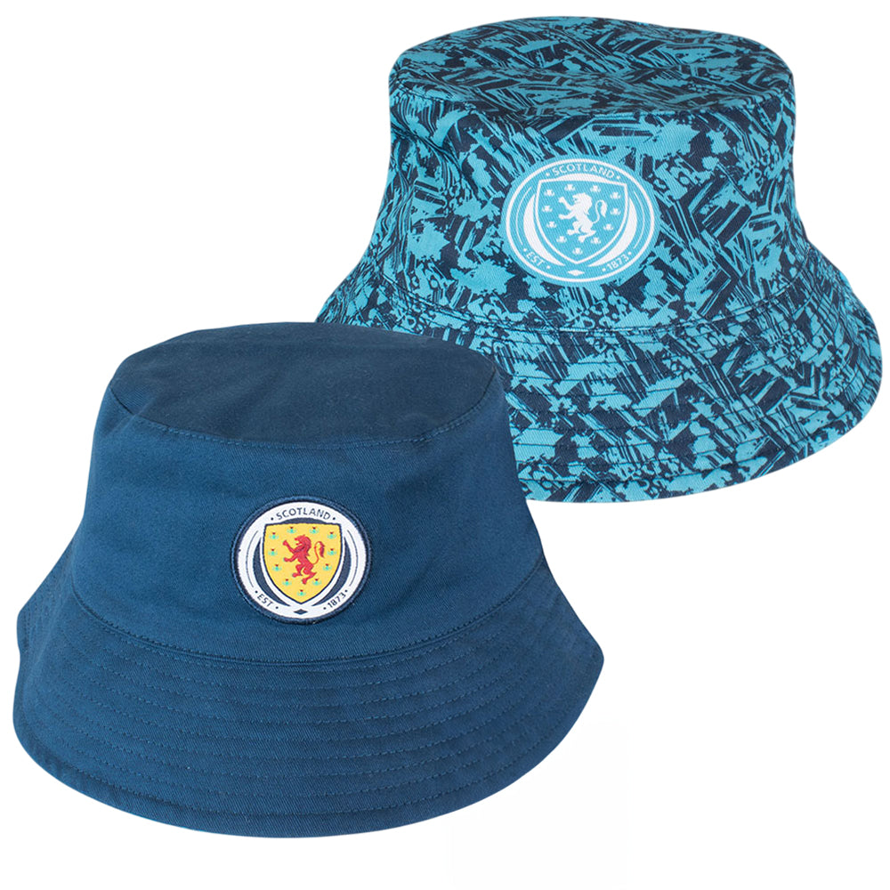 Sky Blue-Navy - Side - Scottish FA Unisex Adult Reversible Bucket Hat