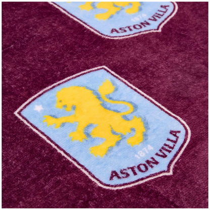 Claret-Sky Blue - Back - Aston Villa FC Fleece Multi Crest Blanket