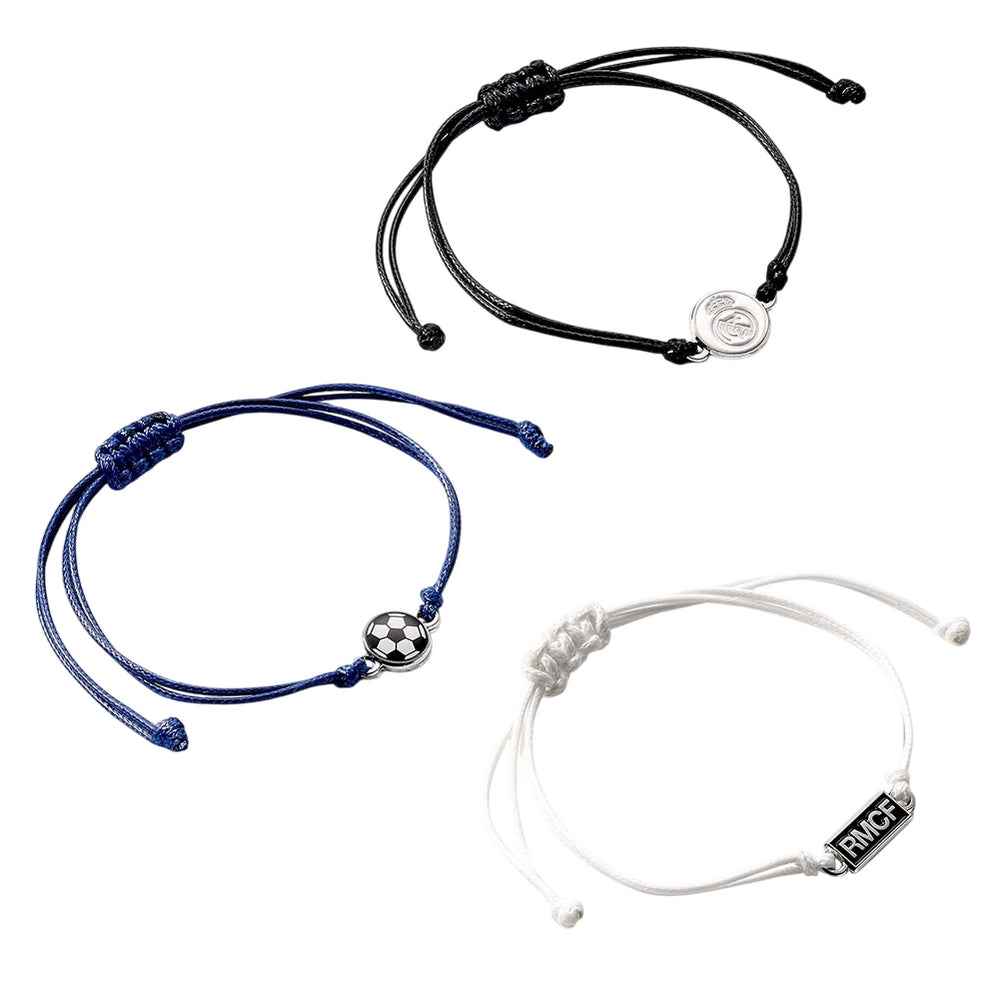 White-Black-Blue - Front - Real Madrid CF Friendship Bracelet Set (Pack of 3)