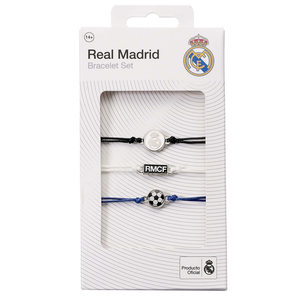 White-Black-Blue - Side - Real Madrid CF Friendship Bracelet Set (Pack of 3)
