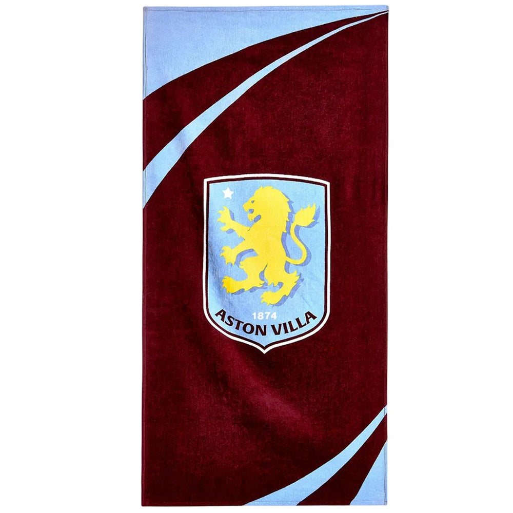 Claret-Sky Blue-Yellow - Front - Aston Villa FC Crest Beach Towel