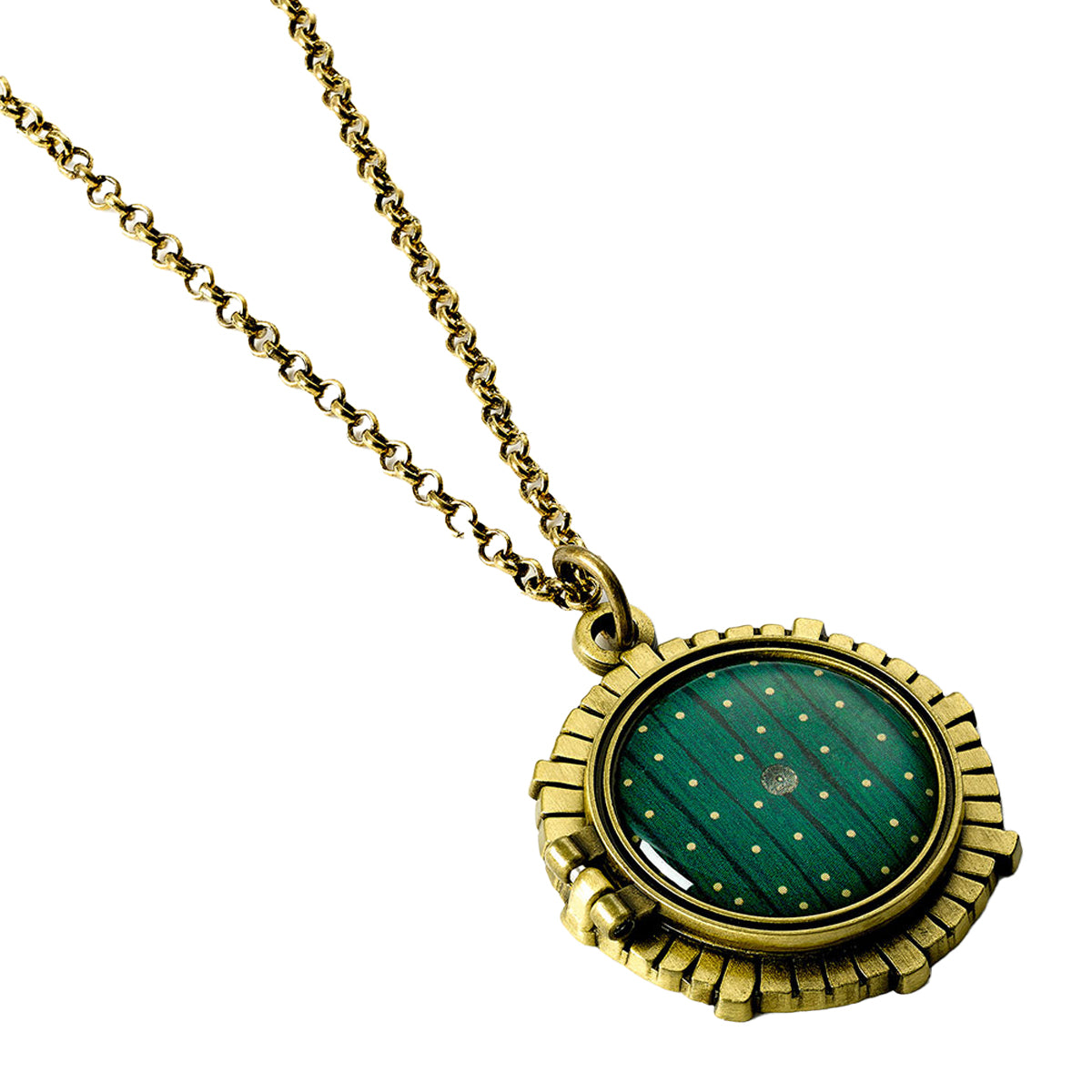 Gold-Green - Back - The Lord Of The Rings Silver Painted Hobbit Door Necklace