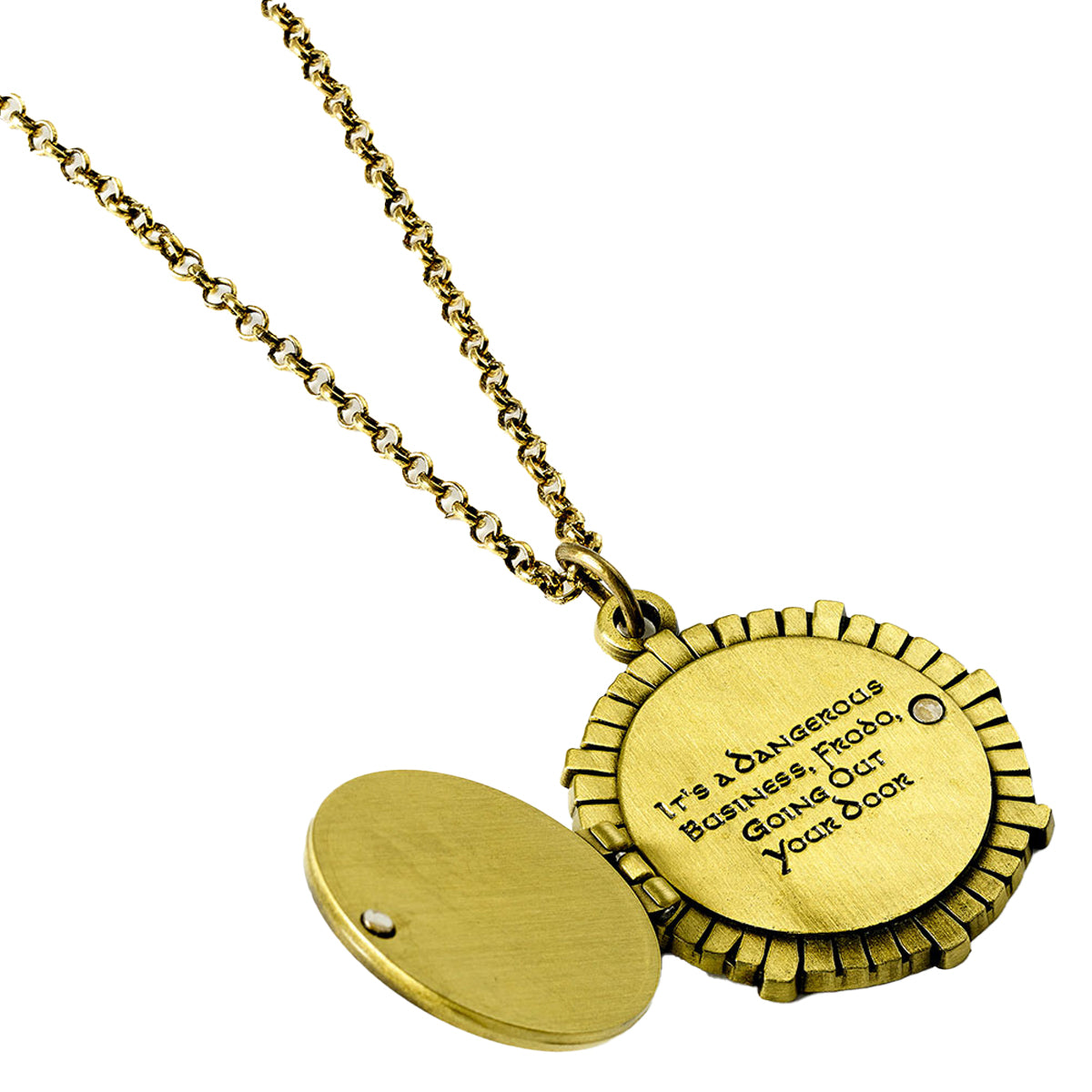 Gold-Green - Side - The Lord Of The Rings Silver Painted Hobbit Door Necklace