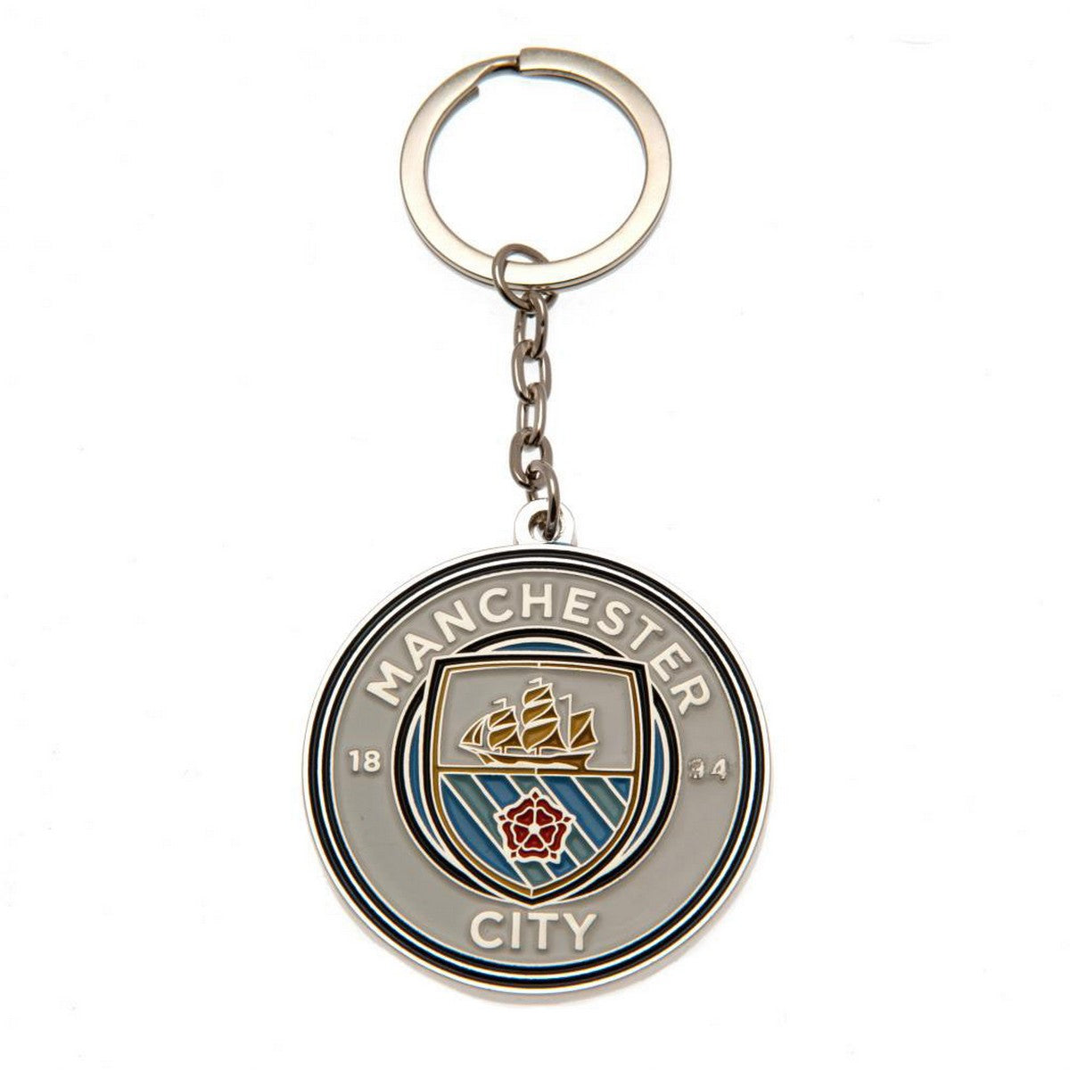 Grey - Front - Manchester United FC Keyring And Badge Set