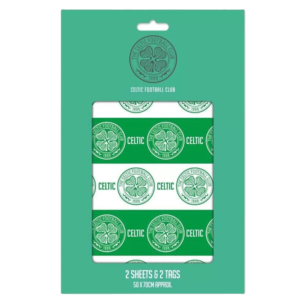 Green-White - Side - Celtic FC Text Gift Wrap Sheets