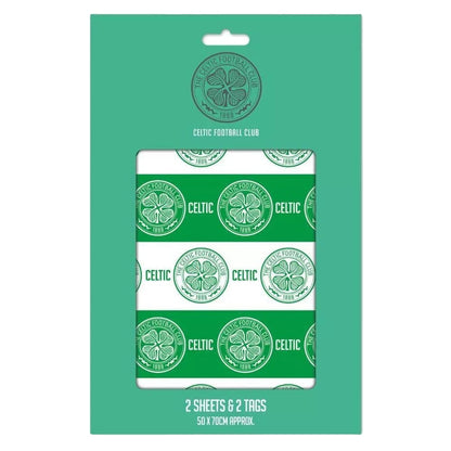 Green-White - Side - Celtic FC Text Gift Wrap Sheets