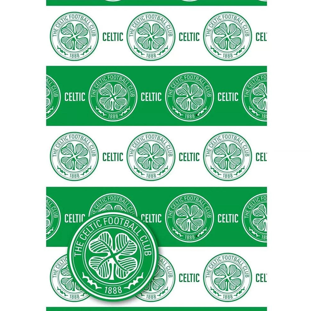 Green-White - Front - Celtic FC Text Gift Wrap Sheets