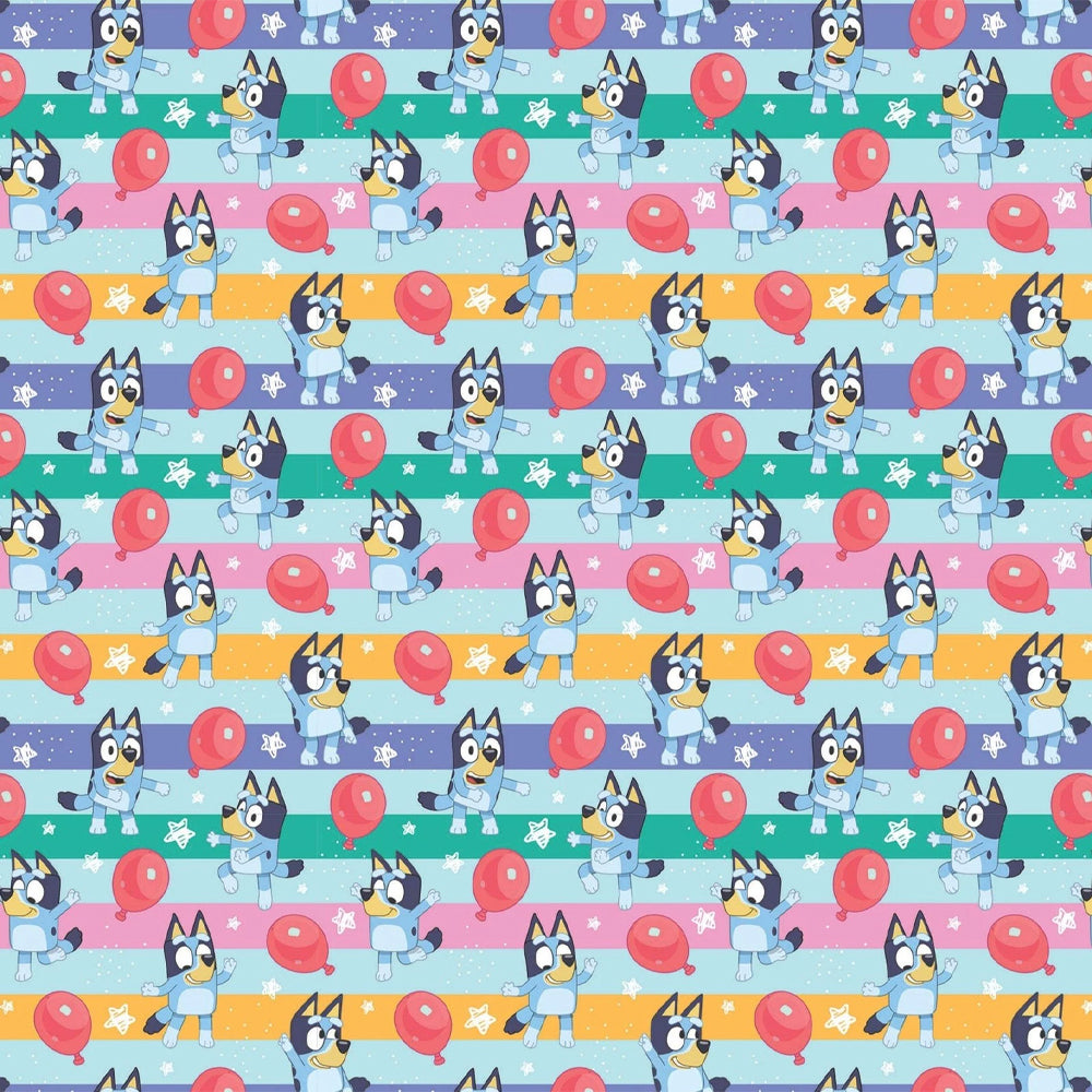 Multicoloured - Back - Bluey Balloon Gift Wrap Sheets