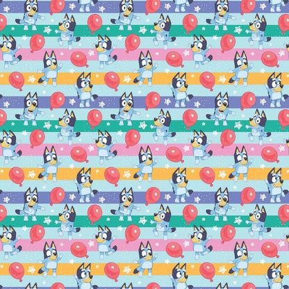 Multicoloured - Back - Bluey Balloon Gift Wrap Sheets