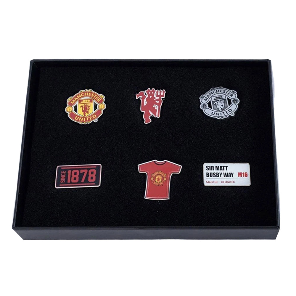 Multicoloured - Back - Manchester United FC Alloy Badge Set (Pack of 6)