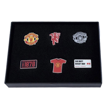 Multicoloured - Back - Manchester United FC Alloy Badge Set (Pack of 6)
