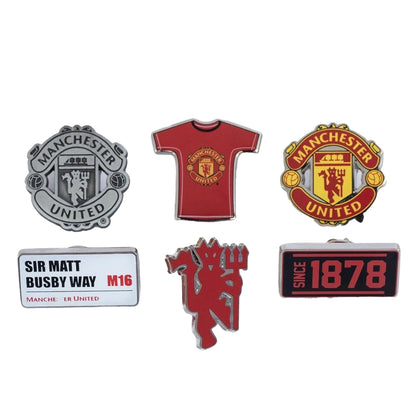 Multicoloured - Front - Manchester United FC Alloy Badge Set (Pack of 6)