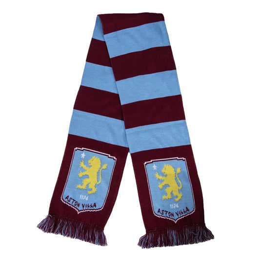 Blue-Yellow-Claret - Front - Aston Villa FC Jacquard Bar Scarf