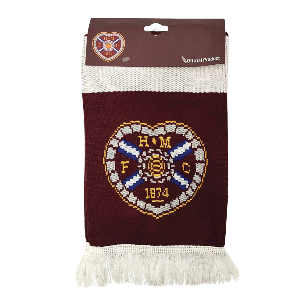 Claret-White - Back - Heart Of Midlothian FC Crest Scarf