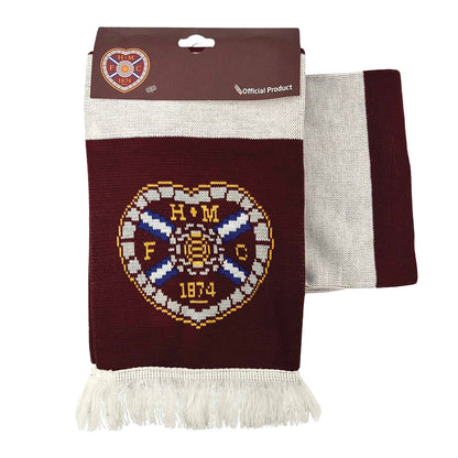 Claret-White - Front - Heart Of Midlothian FC Crest Scarf
