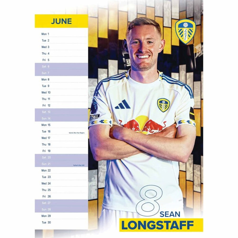 Multicoloured - Side - Leeds United FC 2026 A3 Wall Calendar