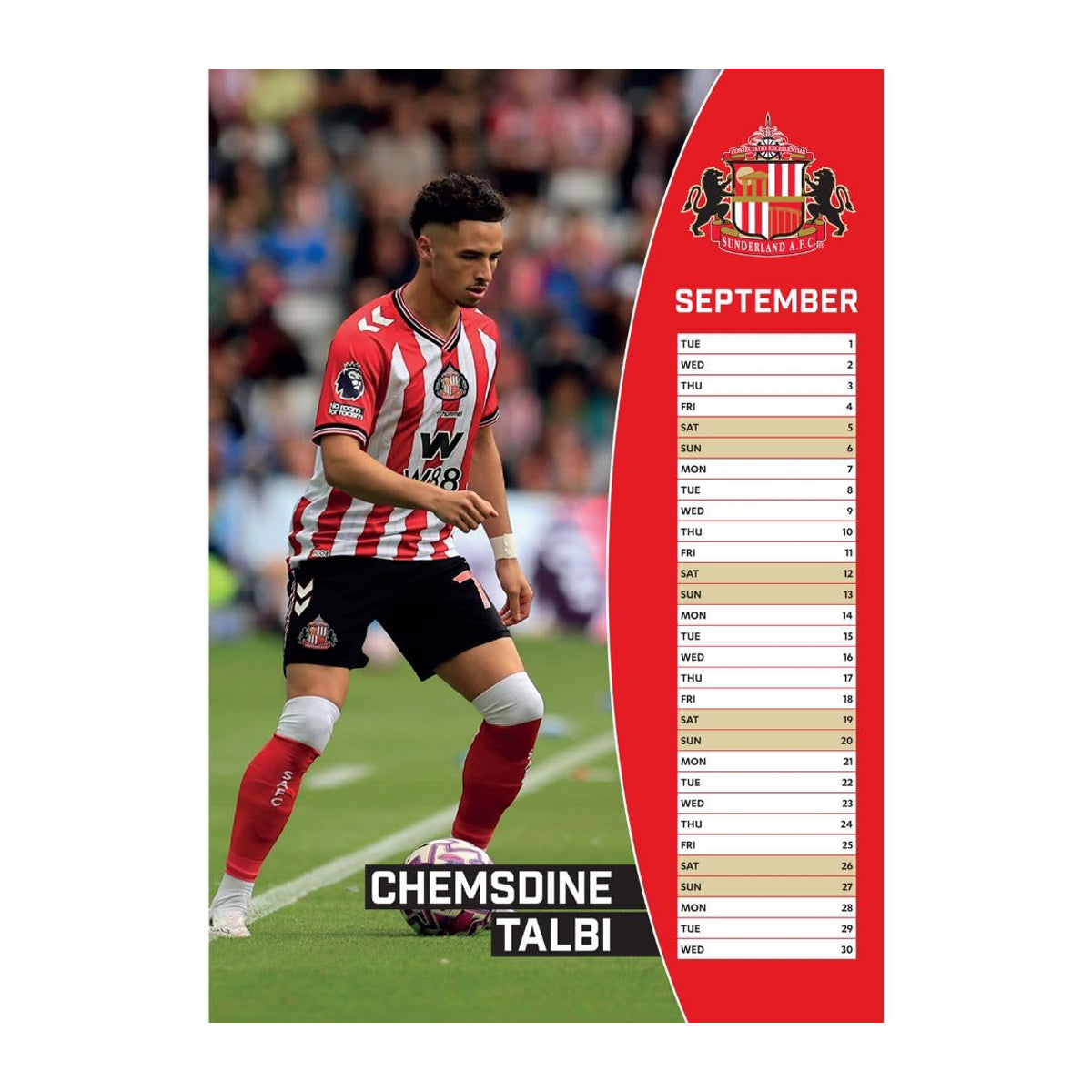 Red-White - Side - Sunderland AFC 2026 A3 Wall Calendar