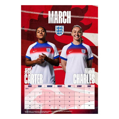 Red-Blue-White - Side - England Lionesses 2026 A3 Wall Calendar