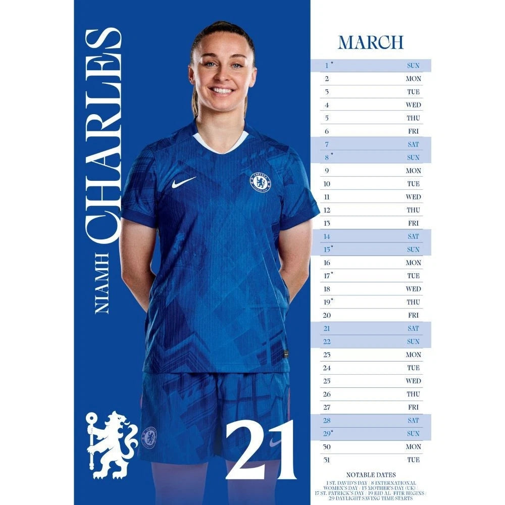 Blue-White - Side - Chelsea WFC 2026 A3 Wall Calendar