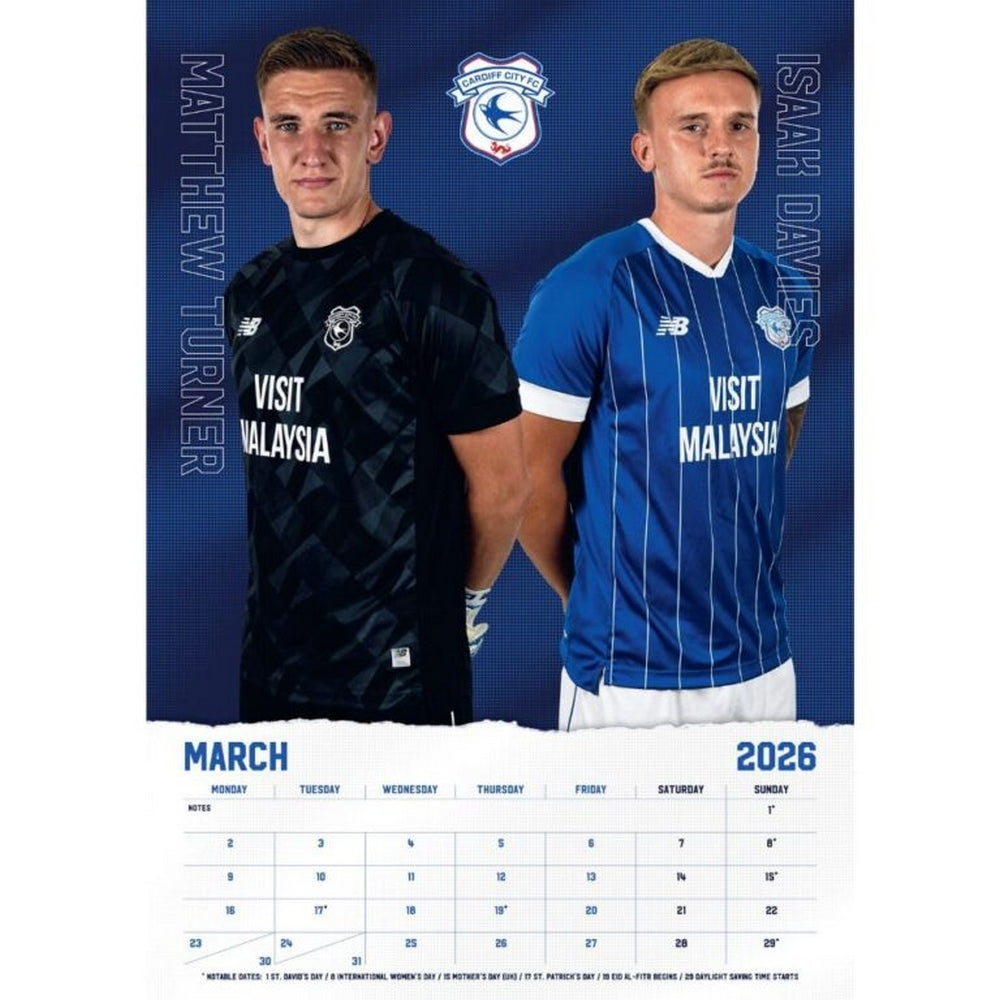 Blue-White - Back - Cardiff City FC 2026 A3 Wall Calendar